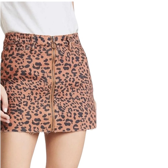 Free People Boho Zip It Up Leopard Cheetah Print Mini Skirt Size 30 - Picture 7 of 16